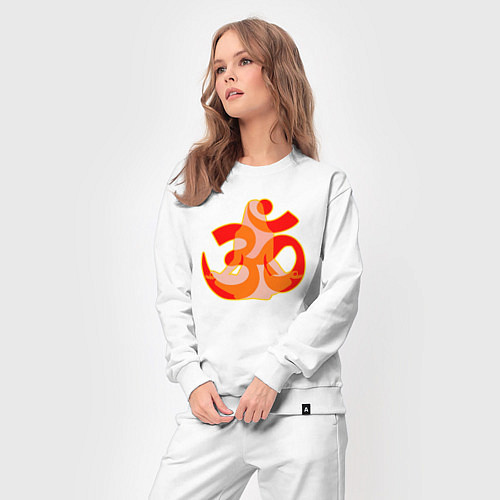 Женский костюм Символ ОМ с девушкой в позе медитации / Белый – фото 3