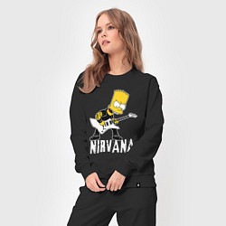 Костюм хлопковый женский Нирвана Барт Симпсон рокер, цвет: черный — фото 2