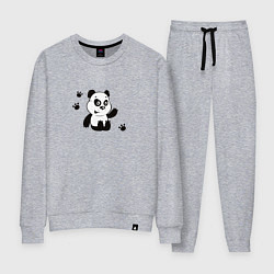 Костюм хлопковый женский Мультяшный мишка панда, цвет: меланж