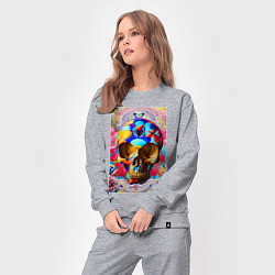 Костюм хлопковый женский Skull - neural network - art, цвет: меланж — фото 2