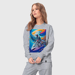 Костюм хлопковый женский Cyber shark - ocean and space - art, цвет: меланж — фото 2