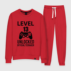 Костюм хлопковый женский Level 13 unlocked, цвет: красный