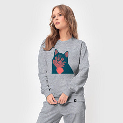 Костюм хлопковый женский Vintage pixel cat, цвет: меланж — фото 2