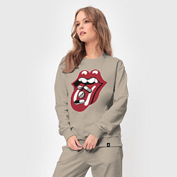 Костюм хлопковый женский Rolling stones pills, цвет: миндальный — фото 2
