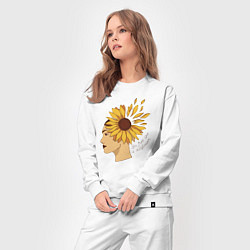 Костюм хлопковый женский Girl and sunflower, цвет: белый — фото 2