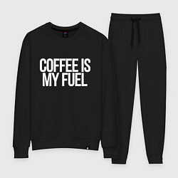 Костюм хлопковый женский Coffee is my fuel, цвет: черный