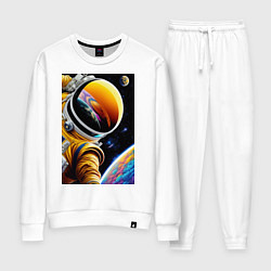 Костюм хлопковый женский Космонавт на орбите, цвет: белый