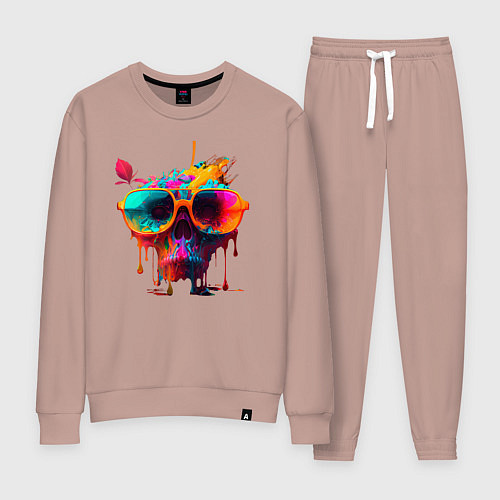 Женский костюм Красочный неоновый коктейль в черепе / Пыльно-розовый – фото 1