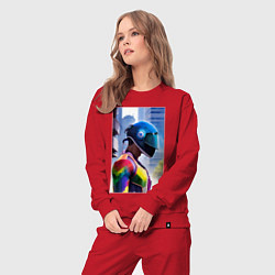 Костюм хлопковый женский Парень в стиле киберпанк, цвет: красный — фото 2