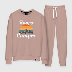 Костюм хлопковый женский Happy camper, цвет: пыльно-розовый