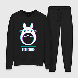 Костюм хлопковый женский Символ Totoro в стиле glitch, цвет: черный