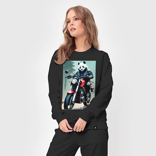 Женский костюм Panda - cool biker / Черный – фото 3