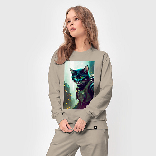 Женский костюм Cool kitten - cyberpunk / Миндальный – фото 3