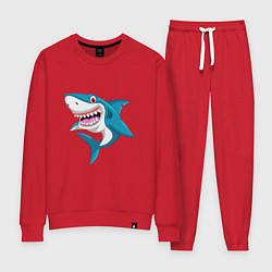 Костюм хлопковый женский Улыбка акулы, цвет: красный