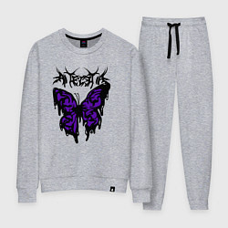 Костюм хлопковый женский Gothic black butterfly, цвет: меланж