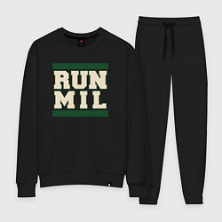 Костюм хлопковый женский Run Milwaukee Bucks, цвет: черный
