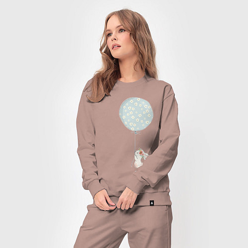 Женский костюм Милый кролик с шариком в цветочек / Пыльно-розовый – фото 3