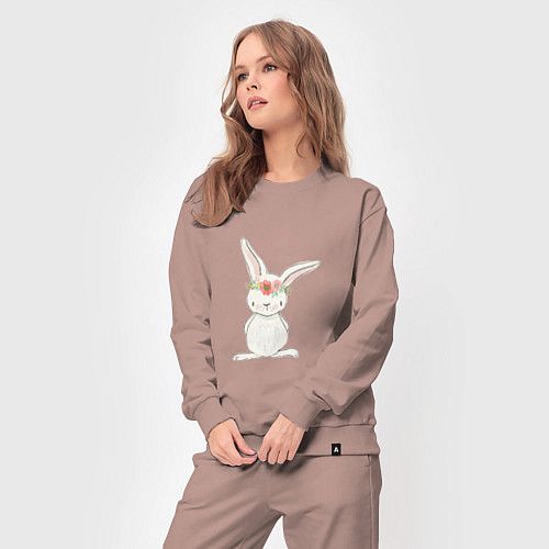 Женский костюм Милый кролик с венком на голове / Пыльно-розовый – фото 3