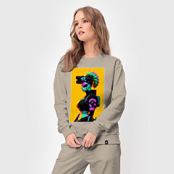 Костюм хлопковый женский Мардж Симпсон - киберпанк, цвет: миндальный — фото 2