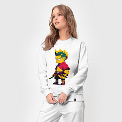 Костюм хлопковый женский Bart Simpson samurai - neural network, цвет: белый — фото 2