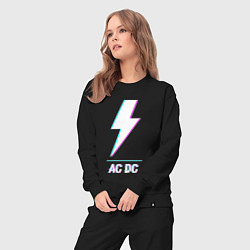 Костюм хлопковый женский AC DC glitch rock, цвет: черный — фото 2