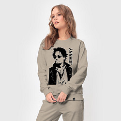 Костюм хлопковый женский Johnny Depp - graphics, цвет: миндальный — фото 2