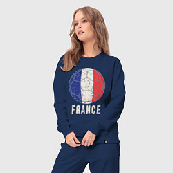 Костюм хлопковый женский Футбол Франции, цвет: тёмно-синий — фото 2