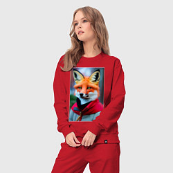 Костюм хлопковый женский Лисичка в модной куртке, цвет: красный — фото 2