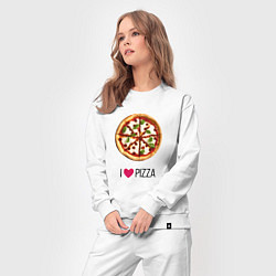 Костюм хлопковый женский Я люблю пиццу, цвет: белый — фото 2