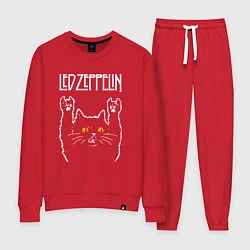Костюм хлопковый женский Led Zeppelin rock cat, цвет: красный