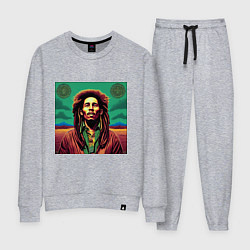 Костюм хлопковый женский Digital Art Bob Marley in the field, цвет: меланж