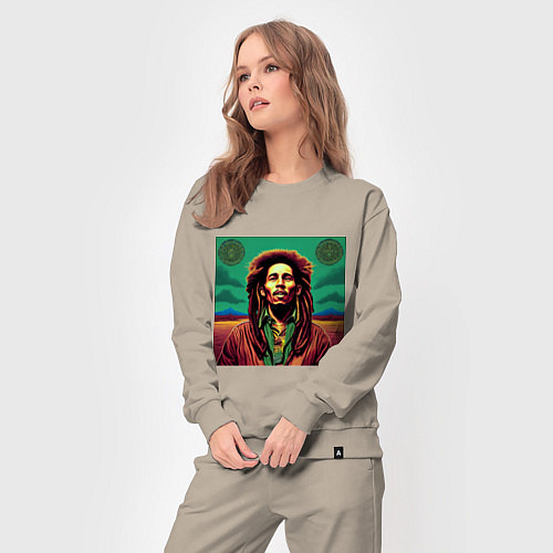 Женский костюм Digital Art Bob Marley in the field / Миндальный – фото 3