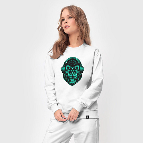 Женский костюм Крутая горилла в наушниках / Белый – фото 3