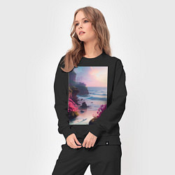 Костюм хлопковый женский Вечер в бухте, цвет: черный — фото 2