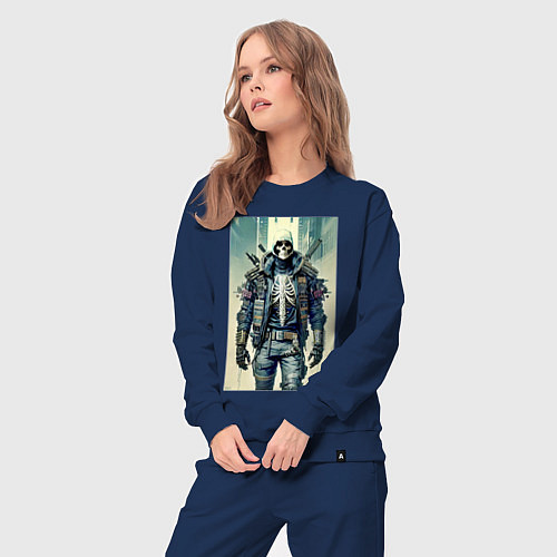 Женский костюм Skeleton - cyber ninja - neural network / Тёмно-синий – фото 3