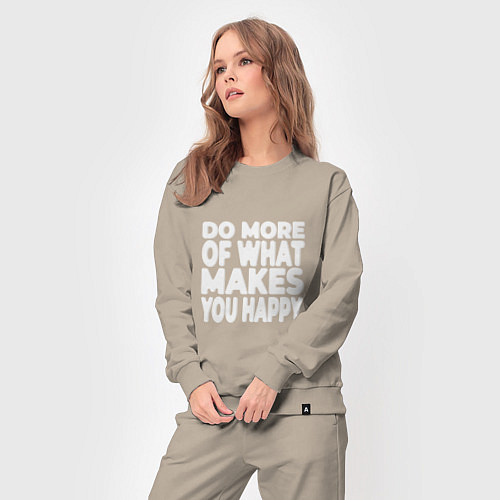 Женский костюм Надпись Do more of what makes you happy / Миндальный – фото 3