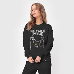 Костюм хлопковый женский Hollywood Undead rock cat, цвет: черный — фото 2