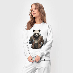 Костюм хлопковый женский Крутая панда, цвет: белый — фото 2