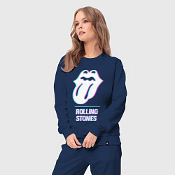 Костюм хлопковый женский Rolling Stones glitch rock, цвет: тёмно-синий — фото 2