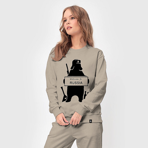 Женский костюм Россия медведь балалайка водка ушанка / Миндальный – фото 3