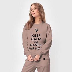 Костюм хлопковый женский Keep calm and dance hip hop, цвет: пыльно-розовый — фото 2