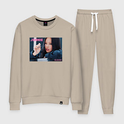 Костюм хлопковый женский Blackpink Fire Jennie, цвет: миндальный