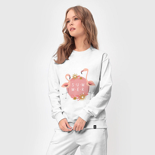 Женский костюм Два розовых фламинго / Белый – фото 3