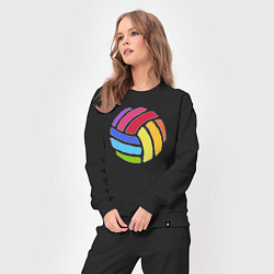 Костюм хлопковый женский Rainbow volleyball, цвет: черный — фото 2