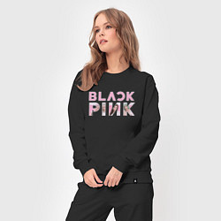 Костюм хлопковый женский Blackpink logo Jisoo Lisa Jennie Rose, цвет: черный — фото 2
