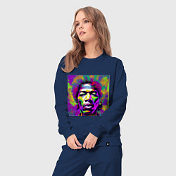 Костюм хлопковый женский Jimi Hendrix in color Glitch Art, цвет: тёмно-синий — фото 2