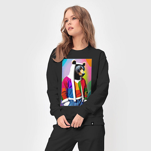 Женский костюм Baer fashionista - pop art - neural network / Черный – фото 3