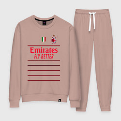 Костюм хлопковый женский Златан Ибрагимович ФК Милан форма 2223 гостевая, цвет: пыльно-розовый