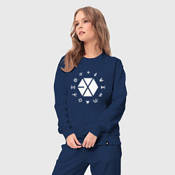 Костюм хлопковый женский Logo EXO, цвет: тёмно-синий — фото 2