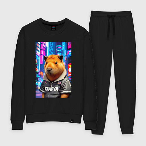 Женский костюм Cool capybara - urban style - neural network / Черный – фото 1